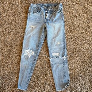 Levi's Classic Blue Distressed Straight Leg Jeans